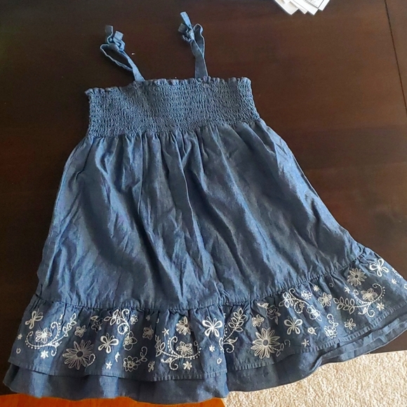 The Children's Place Other - The Children's Place Cotton Jean Embroidered Floral Tube Dress
